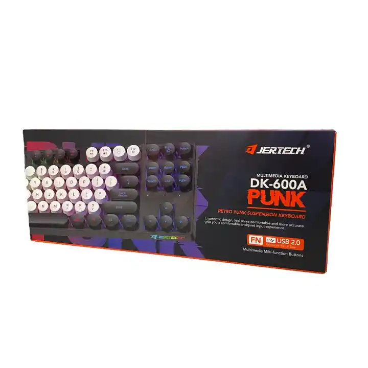 Teclado Gamer Alambrico Retroiluminación Dk600a Blanco Con Rosa