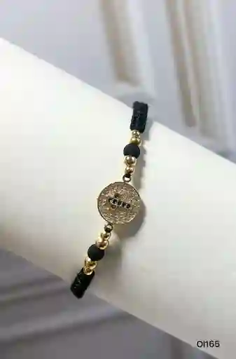 Pulsera Balin 3mm Y 4mm Círculo Cruz Oro Laminado 18k