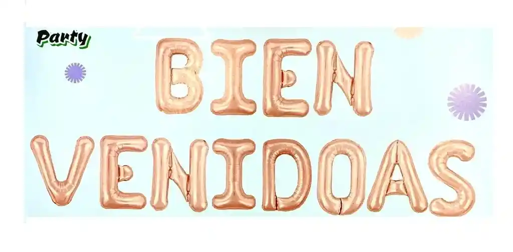 Bienvenidos Bienvenidas Letrero Inflable Letras Oro Rosa Party