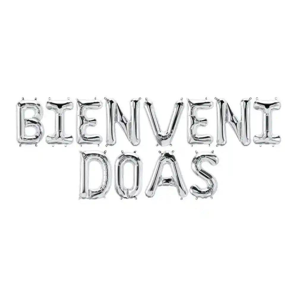 Bienvenidos Bienvenidas Letrero Inflable Letras Plateado Party