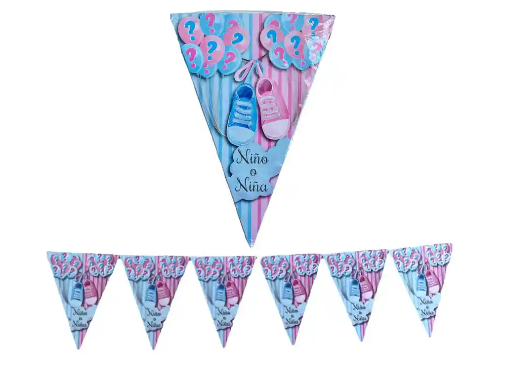 Banderines Revelacion De Genero 32 X 22 Cm - 6 Und Party