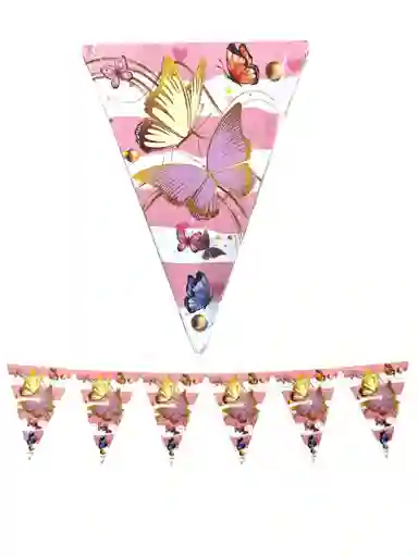 Banderines Motivo Mariposas 32 X 22 Cm - 6 Und Party