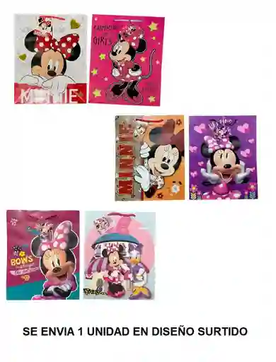 Bolsa De Regalo Para Niña Talla L 32 X 26 Cm Minnie Mouse