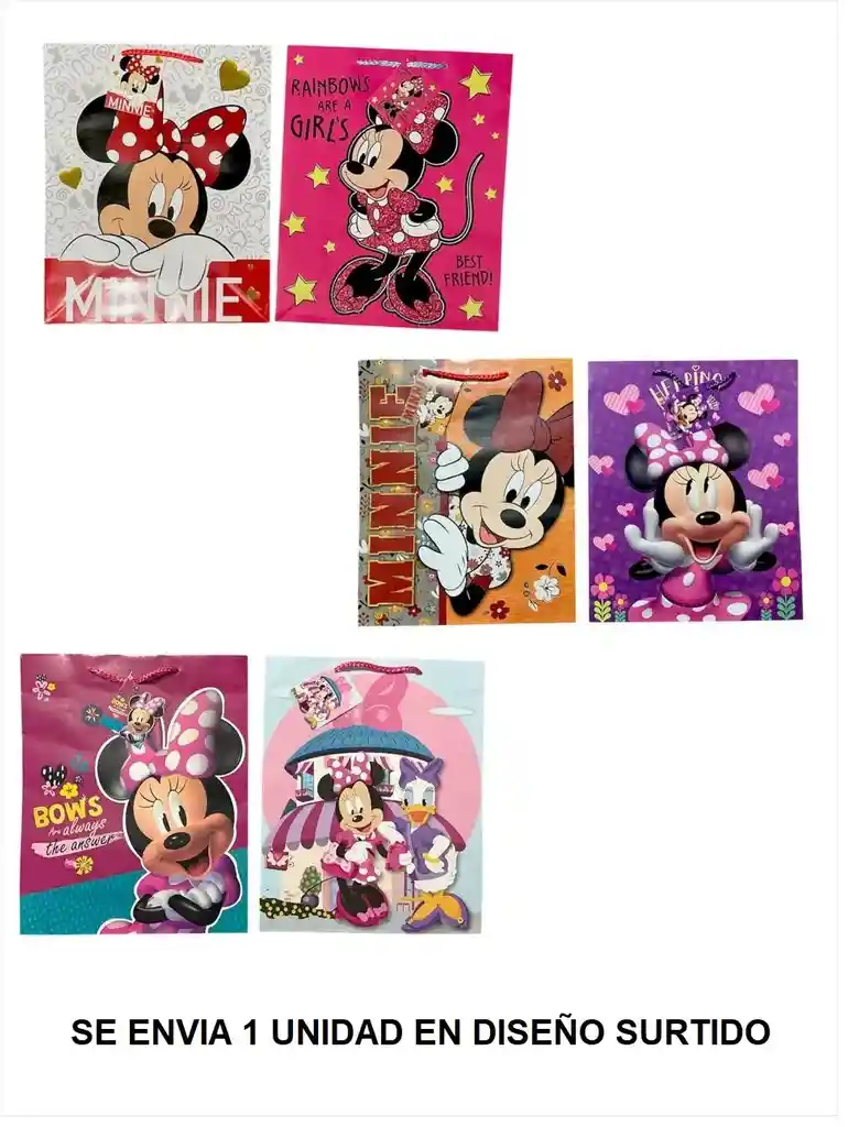 Bolsa De Regalo Para Niña Talla L 32 X 26 Cm Minnie Mouse