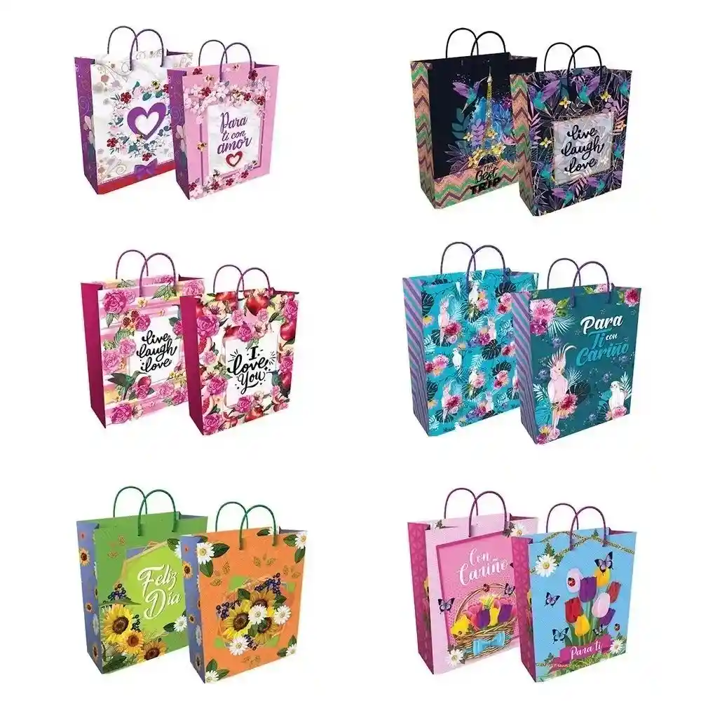 Bolsa De Regalo Para Mujer Talla L 32 X 26 Cm Diseños Surtidos