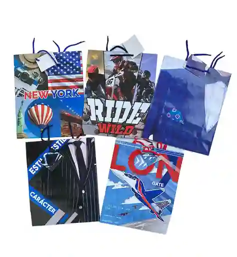 Bolsa De Regalo Para Hombre Talla L 32 X 26 Cm Diseños Surtidos