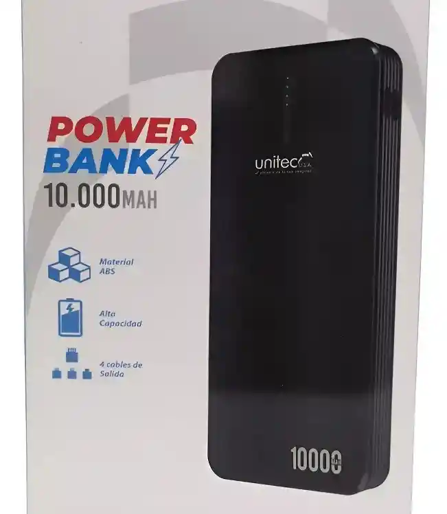 Carga En Cualquier Lugar 3- 4 Veces Power Bank 10000 Mah Celular Tablet- Con 4 Cables Salida 2.1a