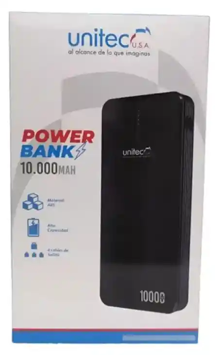 Carga En Cualquier Lugar 3- 4 Veces Power Bank 10000 Mah Celular Tablet- Con 4 Cables Salida 2.1a