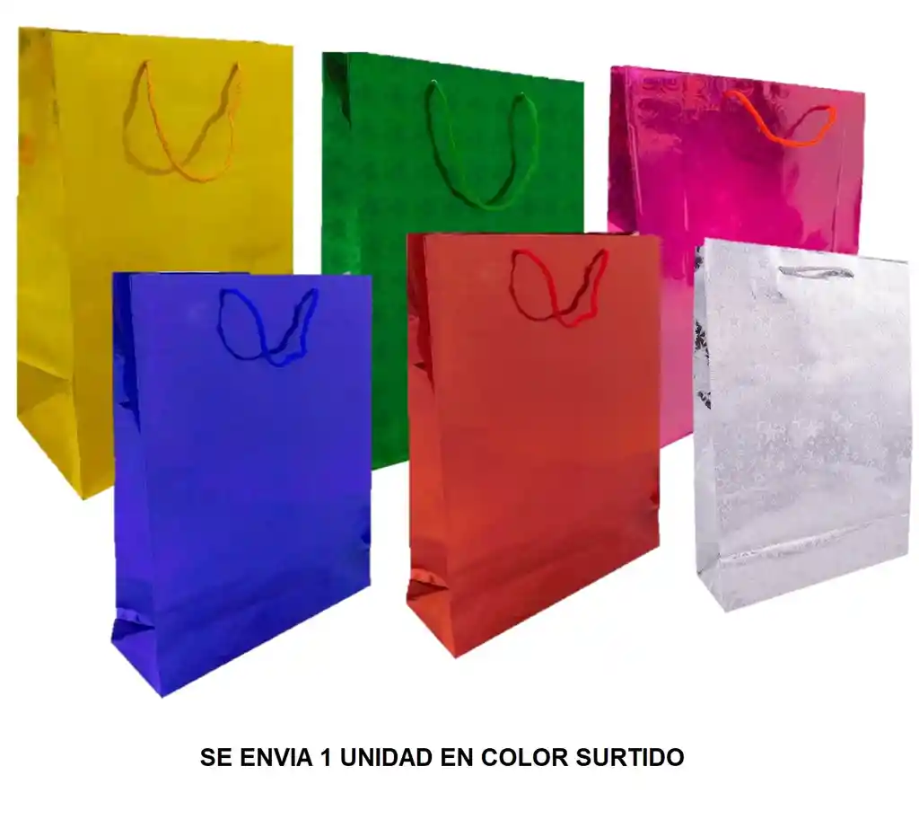 Bolsa De Regalo Metalizada Talla M 22 Cm X 18 Cm Colores Surtidos