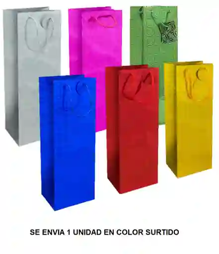 Bolsa De Regalo Para Botella De Licor 35 X 12 Cm Colores Surtidos