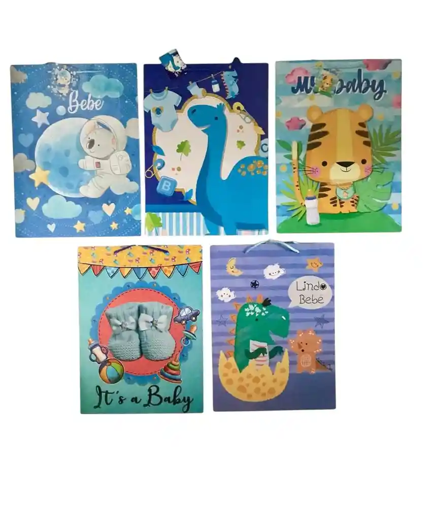 Bolsa De Regalo Jumbo Para Bebe Niño 45 X 33 Cm Diseños Surtidos