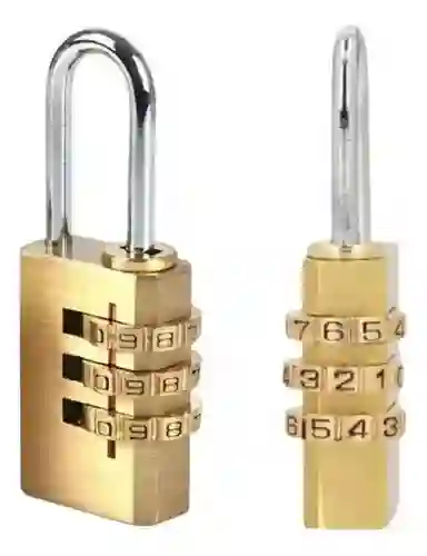 Candado Dorado Blíster Pequeño Numérico 3 Dígitos Locker