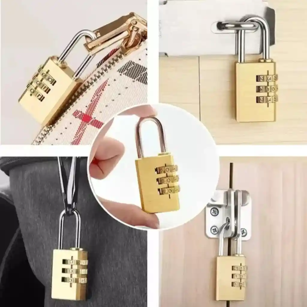 Candado Dorado Blíster Pequeño Numérico 3 Dígitos Locker