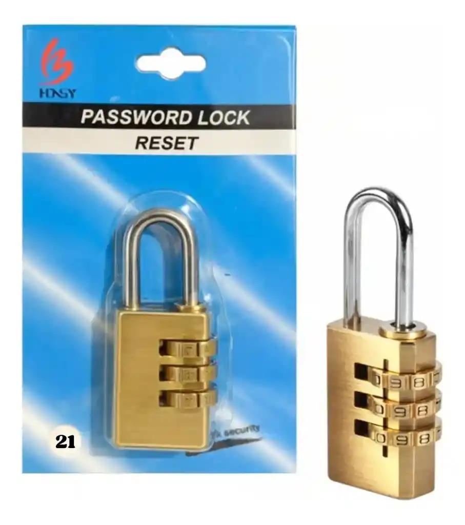 Candado Dorado Blíster Pequeño Numérico 3 Dígitos Locker