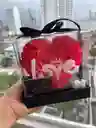 Corazón De Rosas Eternas Con Luz "love" En Caja Transparente