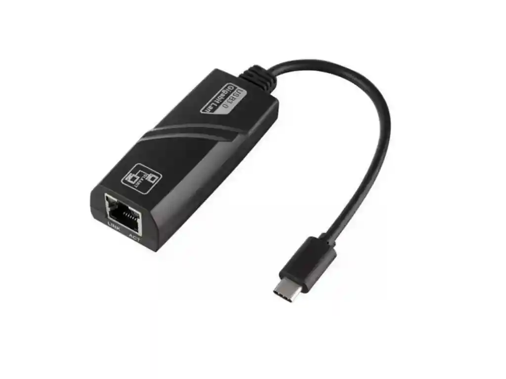 Adaptador Conversor Tipo C Rj45, Cable De Red Compatible Con Macbook, Color Negro