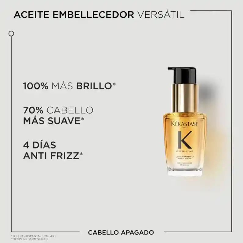 Aceite Termo Protector Kérastase Elixir Ultime L’huile Brillo Intenso – Recargable 30ml Travel Size