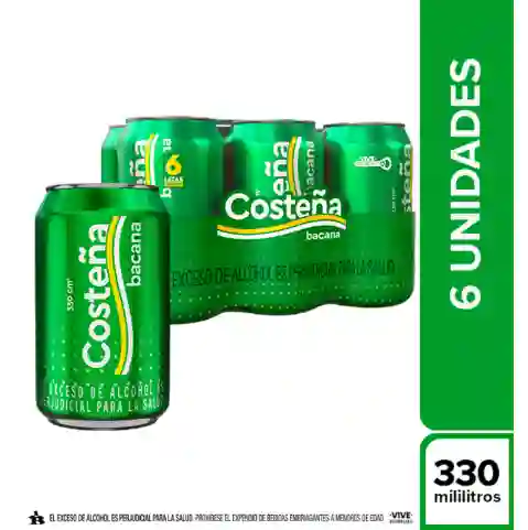 Cerveza Costeña Bacana Sixpack*330ml