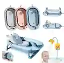 Bañera Tina Plegable Para Bebé Con Termometro + Cojín Malla Rosa