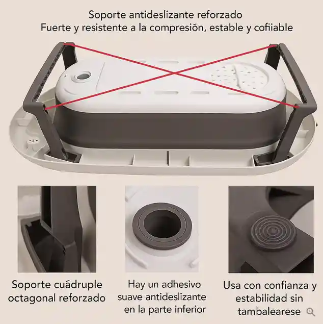 Bañera Tina Plegable Para Bebé Con Termometro + Cojín Malla Rosa