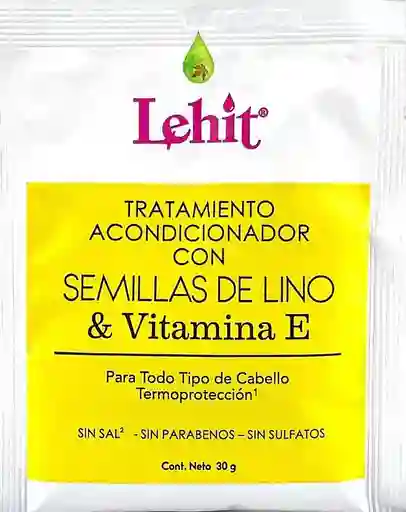 Tratamiento Acondicionador Capilar Con Semillas De Lino Y Vitamina E, Todo Tipo De Cabello, Termoprotector - 30g Lehit