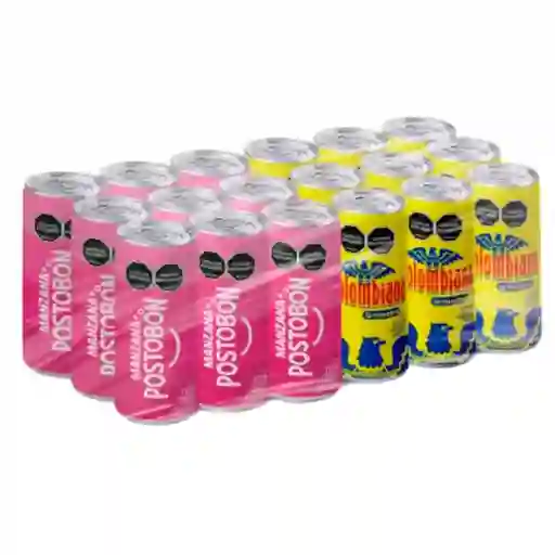 Postobon Gaseosa Manzana Y Colombiana En Lata 18 Unidades / 310 Ml