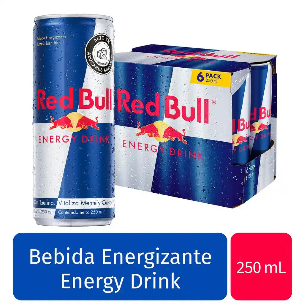 Red Bull Bebida Energizante Vitaliza Mente Y Cuerpo 6 Unidades / 250 Ml