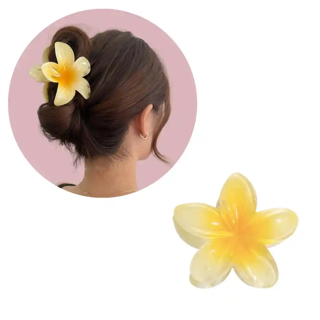 Pinza Caimán Gancho Flor Hawaiana Pelo Cabello