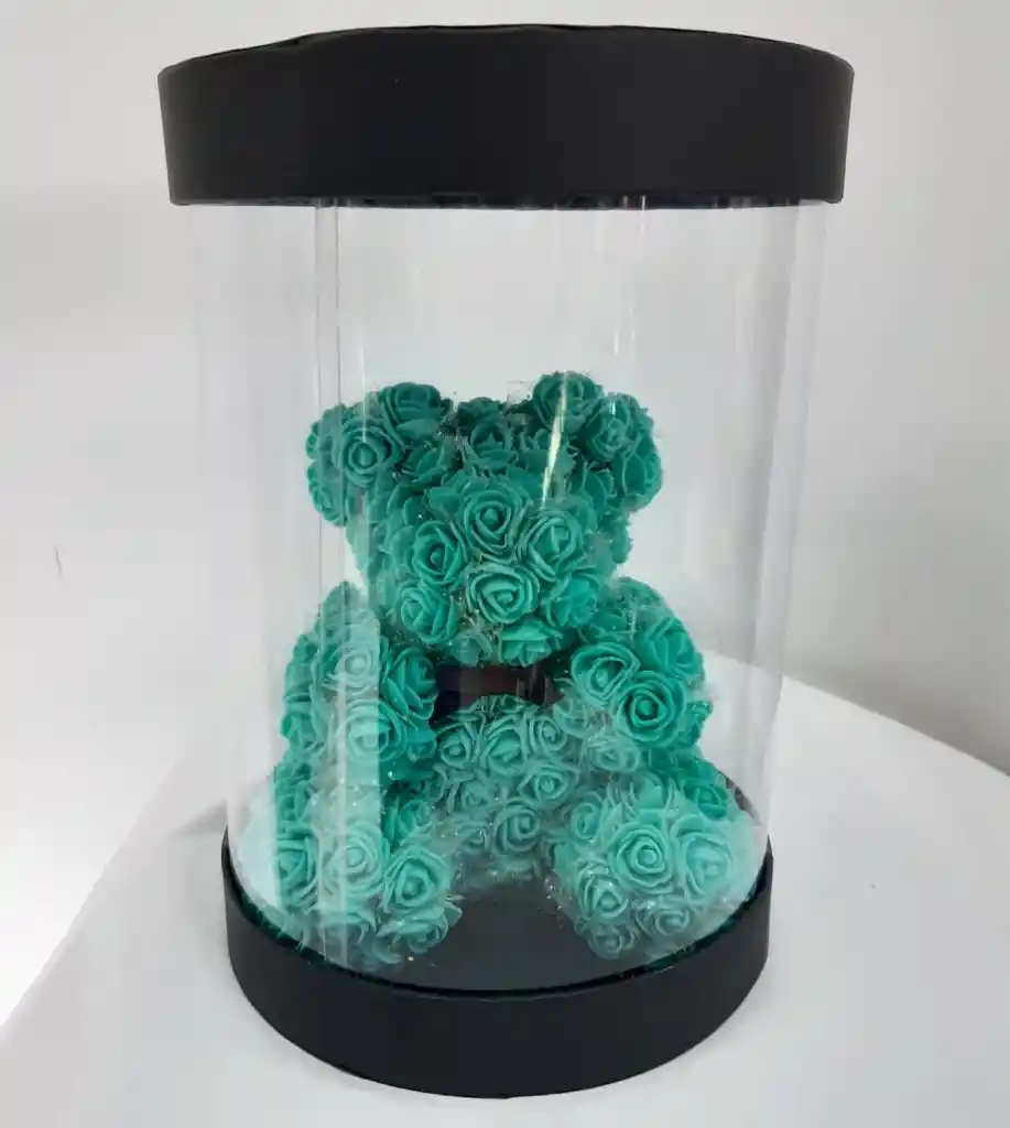Arreglo Oso De Rosas De Foamy Turquesa