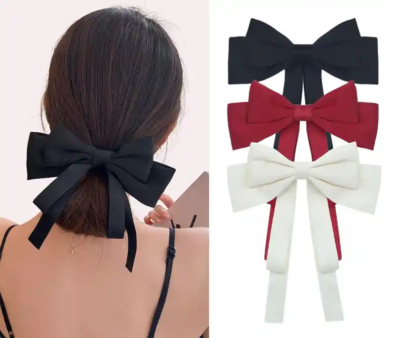 Moño Lazo Con Cintas Para Cabello Con Hebilla Set X 3 Und