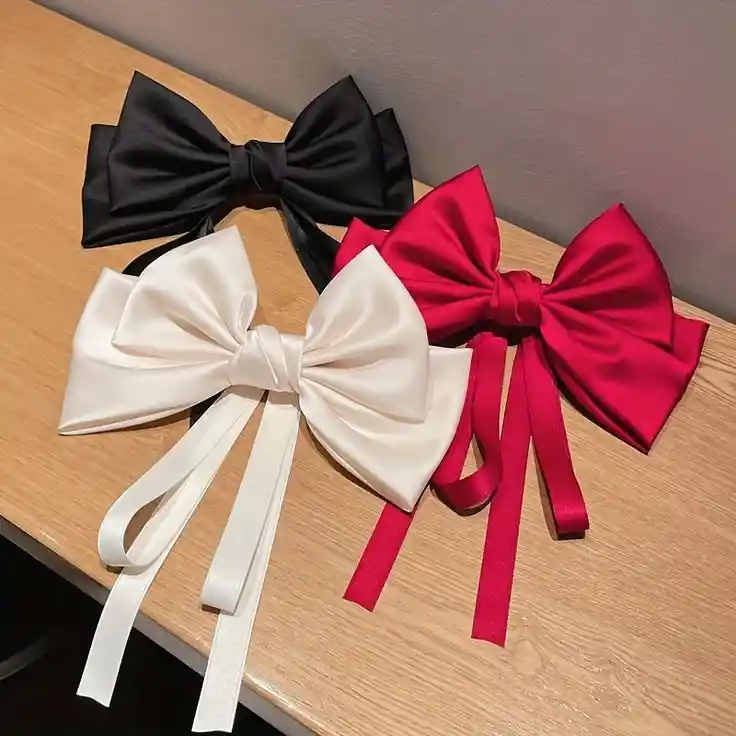 Moño Lazo Con Cintas Para Cabello Con Hebilla Set X 3 Und
