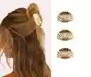 Pinza Caimán Gancho Concha Metalizada Pelo Cabello Set X 3 Und