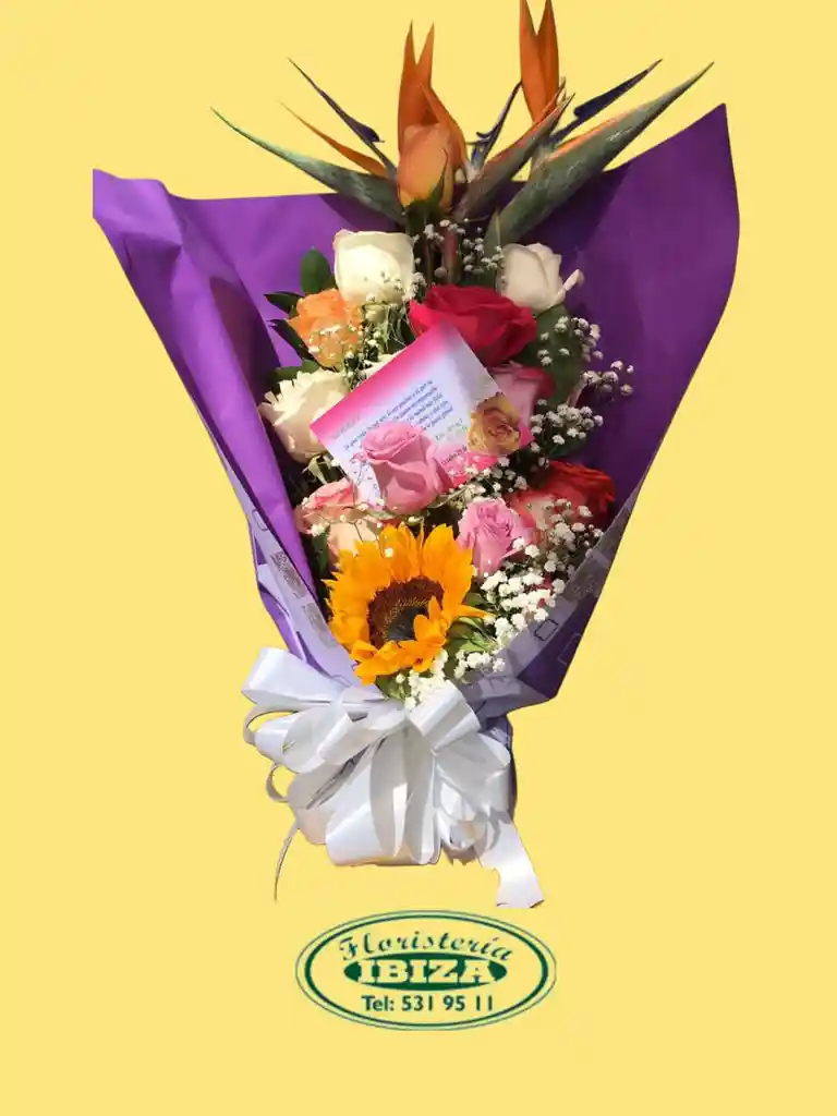 Bouquet Rosa Surtida Y Girasol