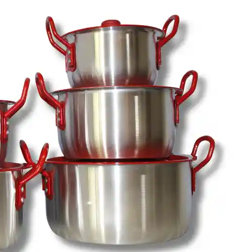 Juego De Ollas X6 Tapa Roja