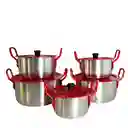 Juego De Ollas X6 Tapa Roja
