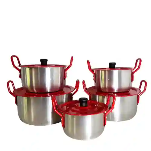 Juego De Ollas X6 Tapa Roja