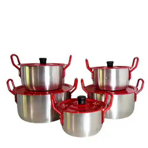 Juego De Ollas X6 Tapa Roja