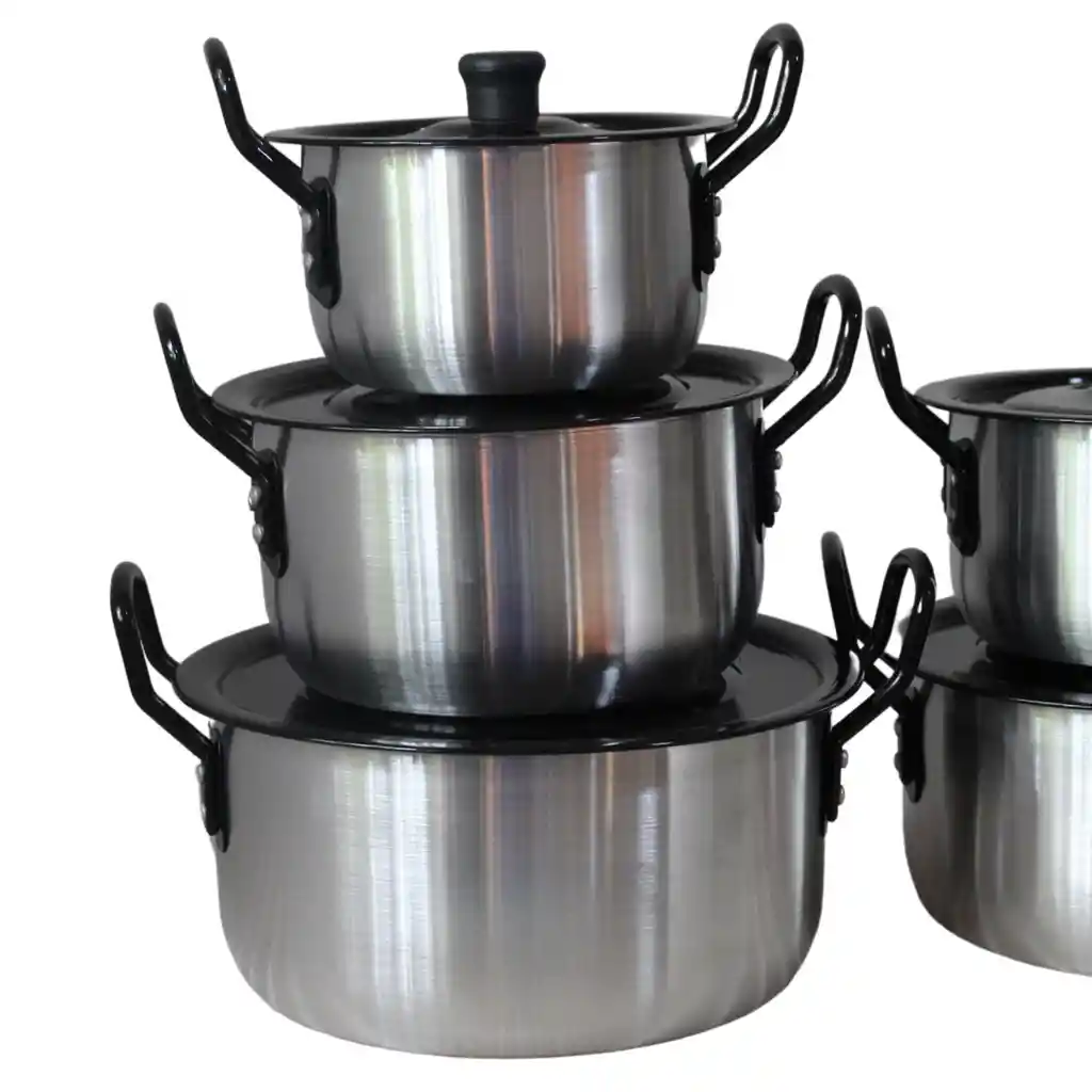 Juego De Ollas X5 Tapa Negra