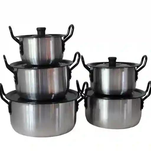 Juego De Ollas X5 Tapa Negra