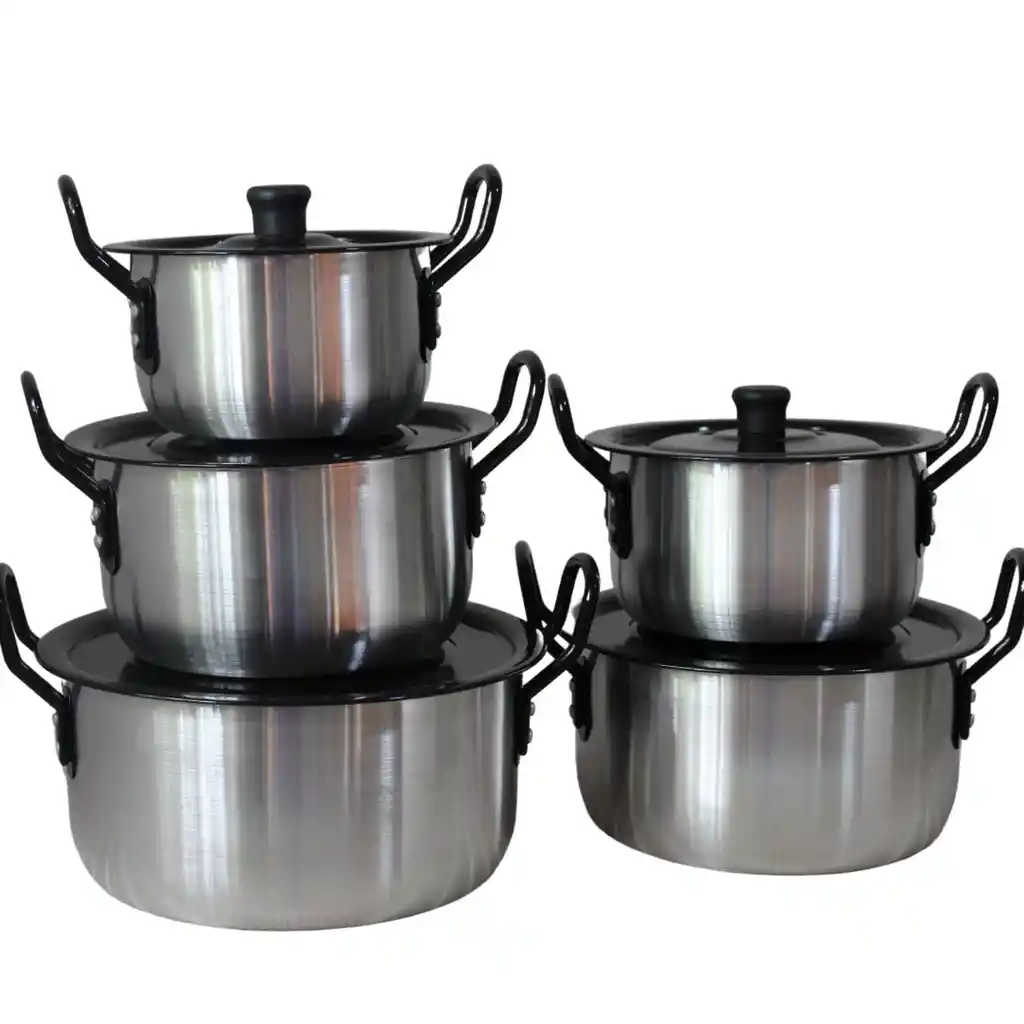 Juego De Ollas X5 Tapa Negra