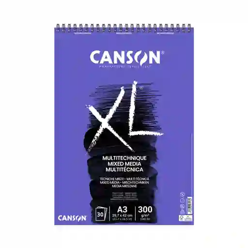 Block Canson Xl Mixmedia (azul) 300 G Tamaño A3 X 30 Hojas