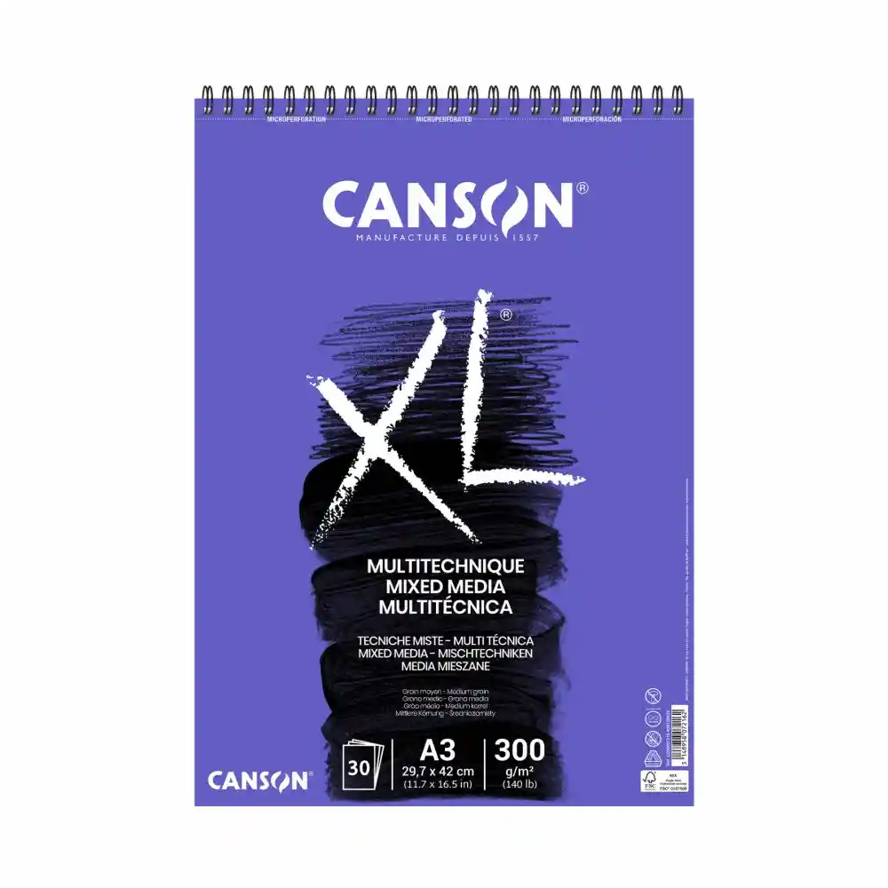 Block Canson Xl Mixmedia (azul) 300 G Tamaño A3 X 30 Hojas
