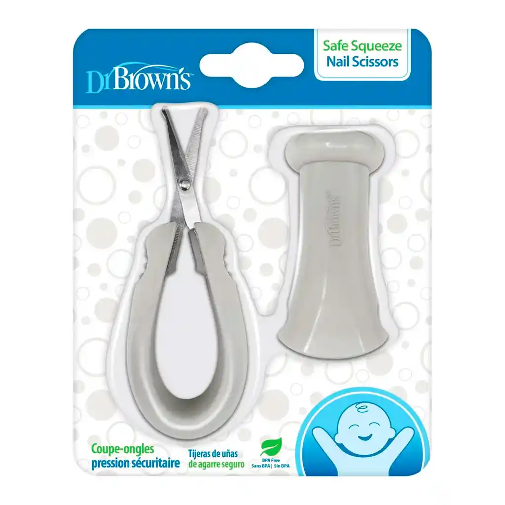 Tijeras Con Punta Redondeada Para Manicura Del Bebé, Mango En Silicona 100% Libre De Bpa, Hojas Curvas, Fácil Agarre Antideslizante, Hechas En Material De Alta Calidad - Dr Brown's