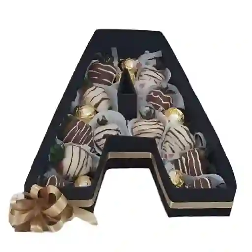 Caja En Forma De Letra Con Fresas Con Chocolate