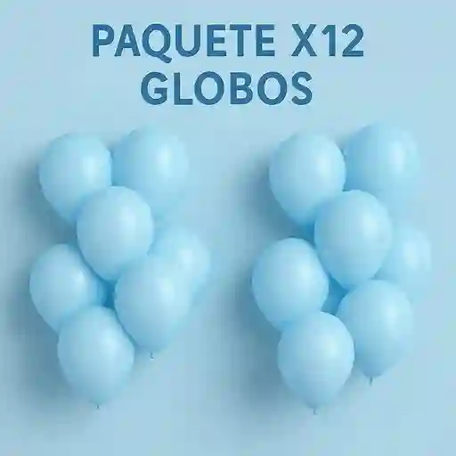 Paquete X 12 Globos R12 Azul Pastel