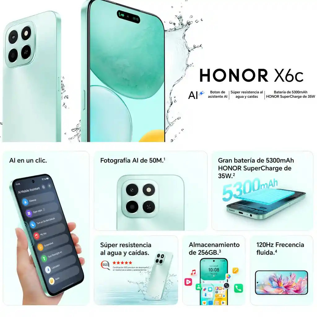 Celular Honor X6c Dual Sim 256gb /8gb 6.61'' Ip64 50mpx, Negro
