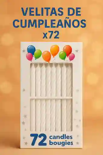 Velas Para Pastel Pequeñas Color Blanco X 72