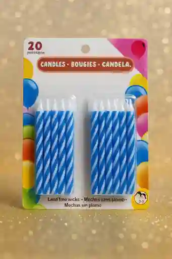 20 Velas Espiral Color Azul/blanco Ideal Para Pastel De Cumpleaños