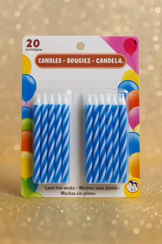 20 Velas Espiral Color Azul/blanco Ideal Para Pastel De Cumpleaños