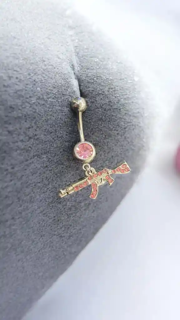 Piercing De Ombligo De Lujo Con Decoracion De Arma